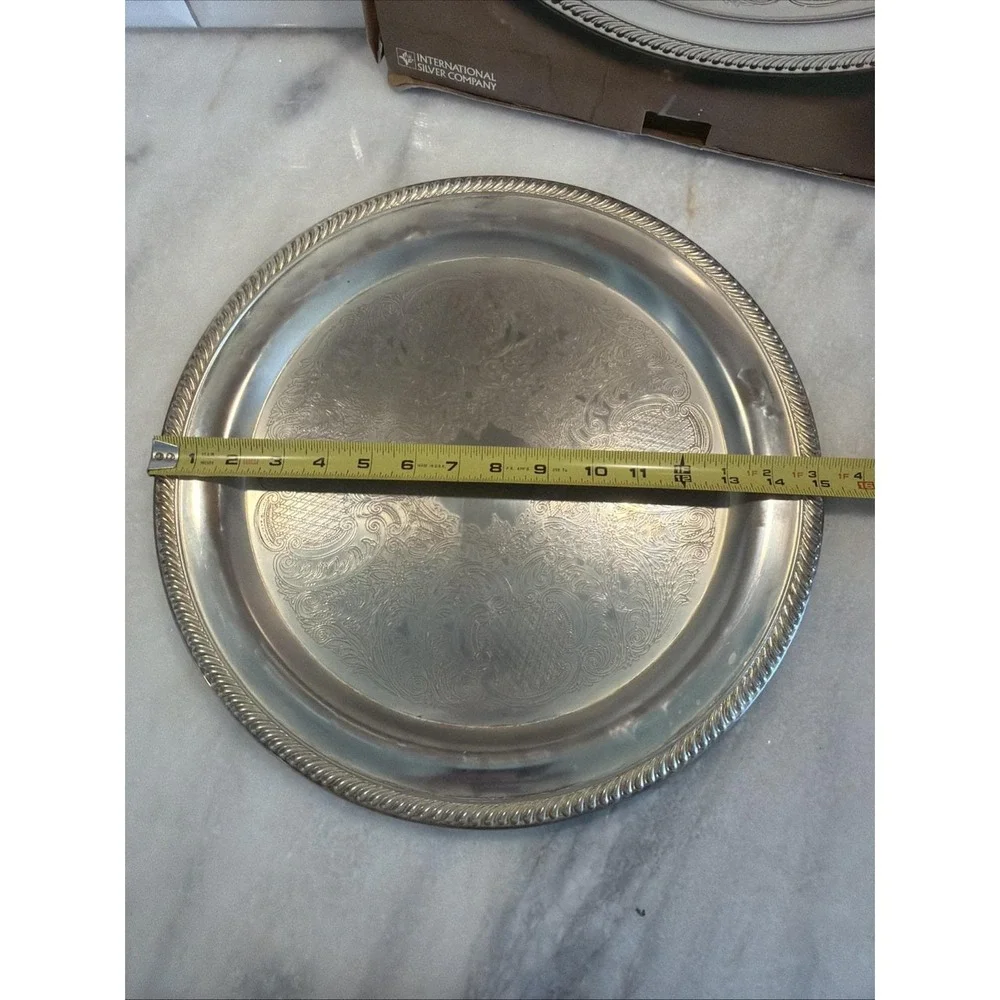 Vintage International Silver Co Silver Plated Serving Tray 15 In ES007
